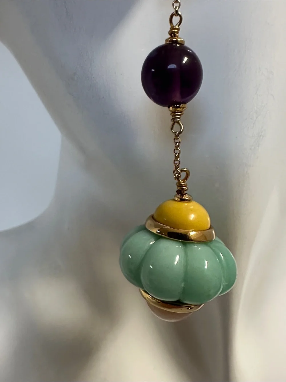 Tory Burch Multicolor Bead Drop Earrings - Peach, Mint, Mustard & Plum